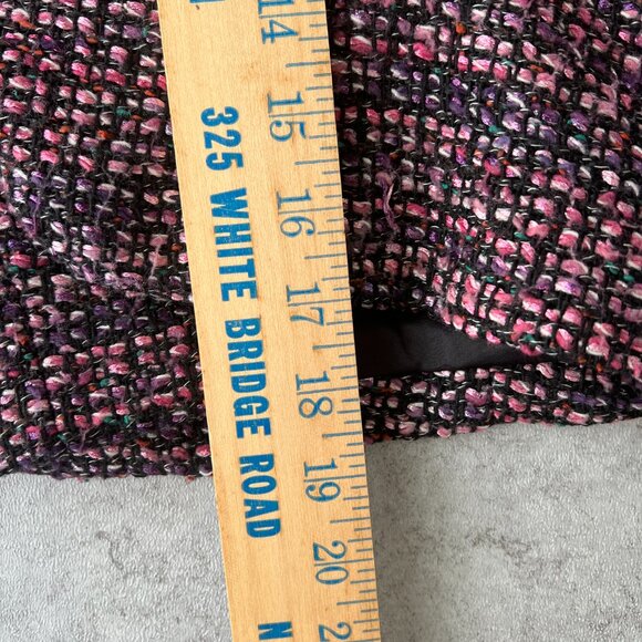 H&M Ladies 10 Med Blazer Wool Blend Fitted V-Neck Crop Zip Jacket Multi Tweed - Picture 9 of 11